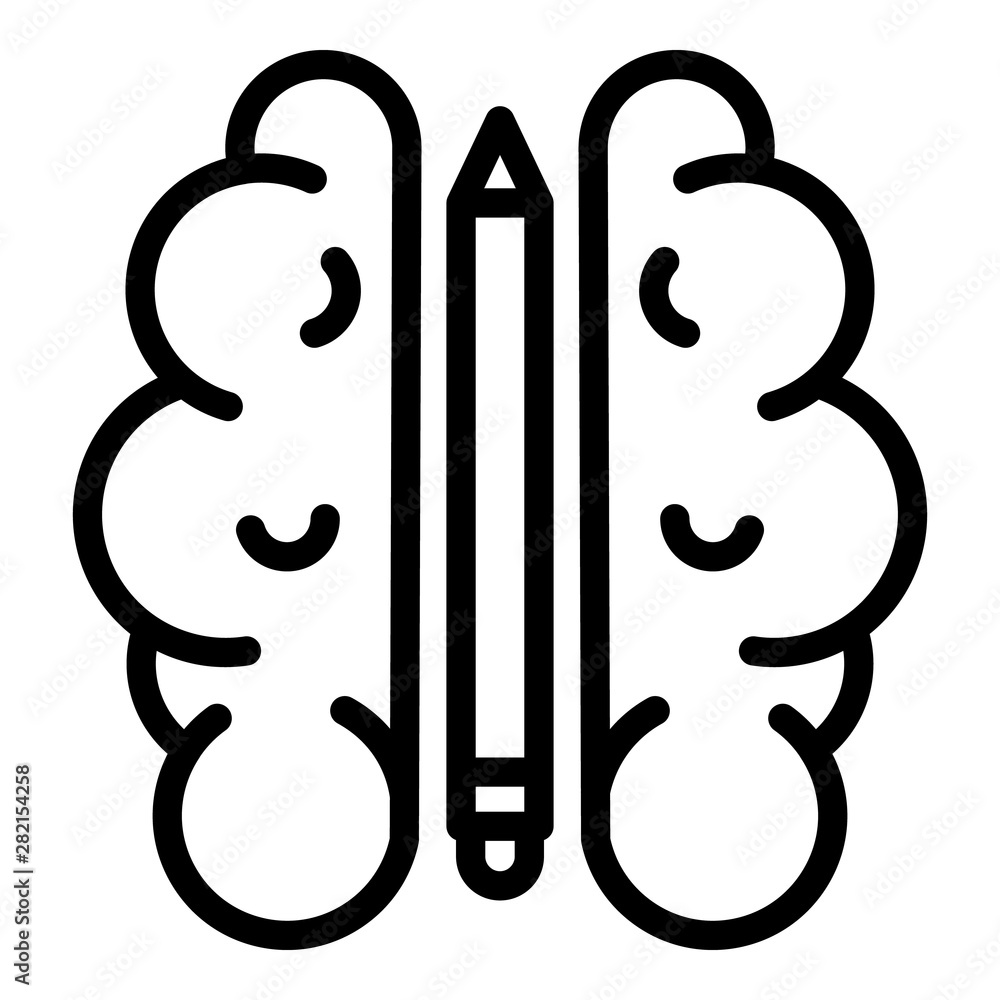 Aufkleber idea pen brain icon. outline idea pen brain vector icon for web design isolated on white background