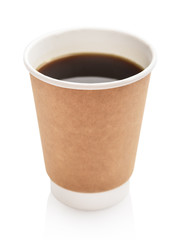 Disposable takeaway cups with coffee