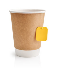 Disposable takeaway cups with tea