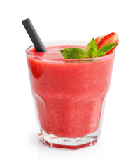 Glass of strawberry smoothie