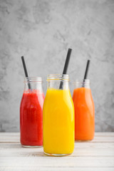 Fresh strawberry, mango and papaya smoothies