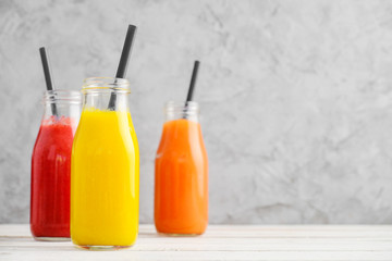 Fresh strawberry, mango and papaya smoothies