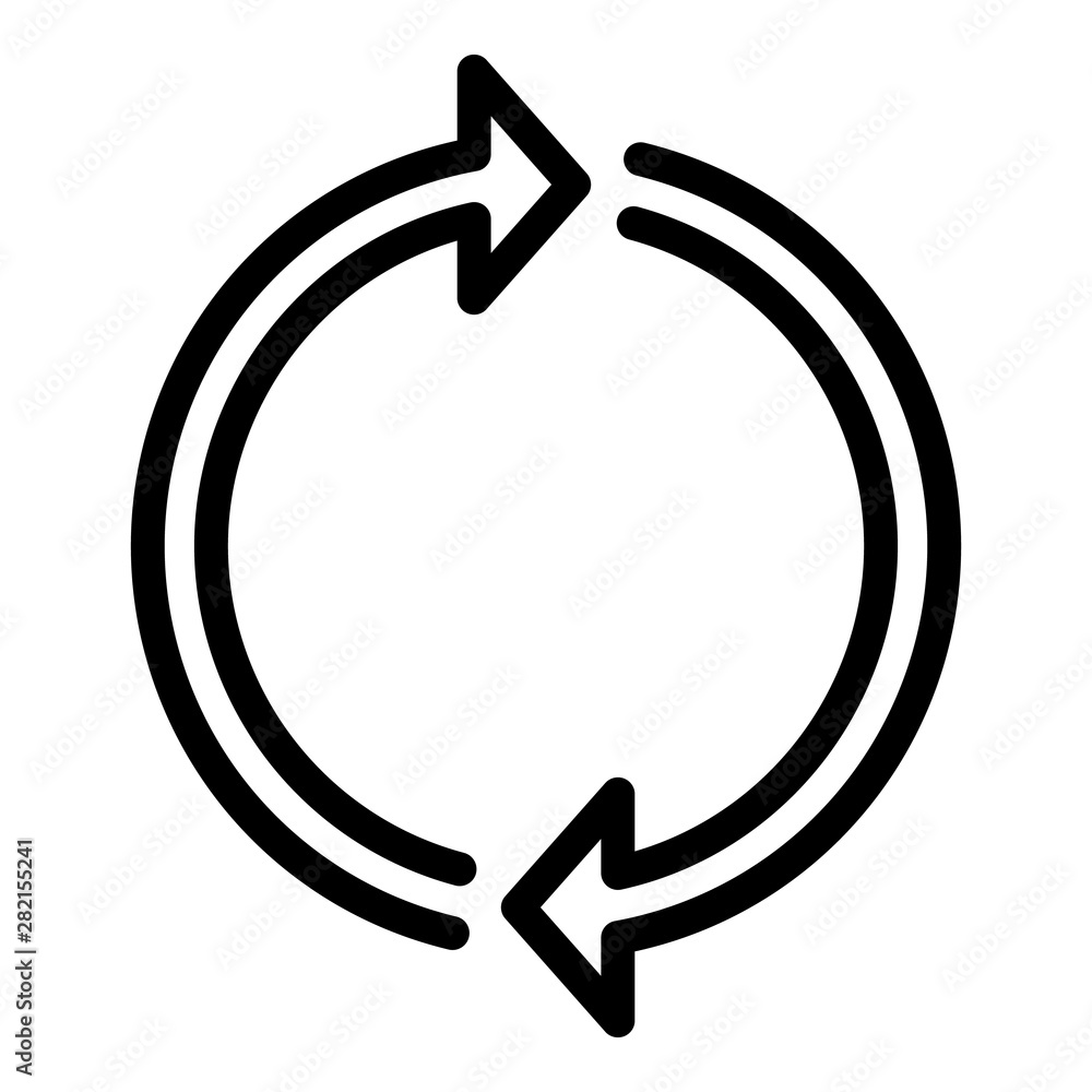 Poster two arrows forming a circle icon. outline two arrows forming a circle vector icon for web design iso