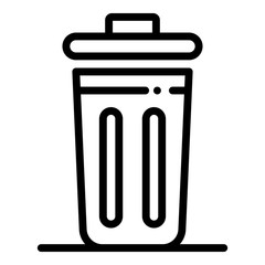 Metal trash can icon. Outline metal trash can vector icon for web design isolated on white background