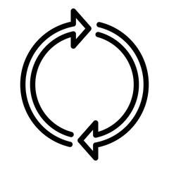 Two arrows forming a circle icon. Outline two arrows forming a circle vector icon for web design isolated on white background