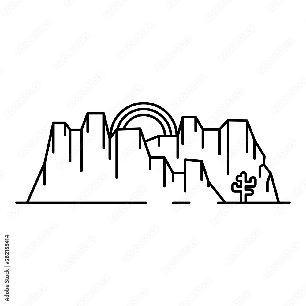 Poster desert and mountains icon. outline desert and mountains vector icon for web design isolated on white