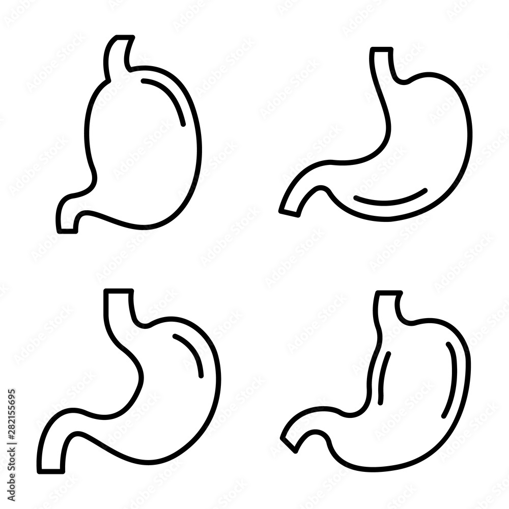 Poster stomach icons set. outline set of stomach vector icons for web design isolated on white background
