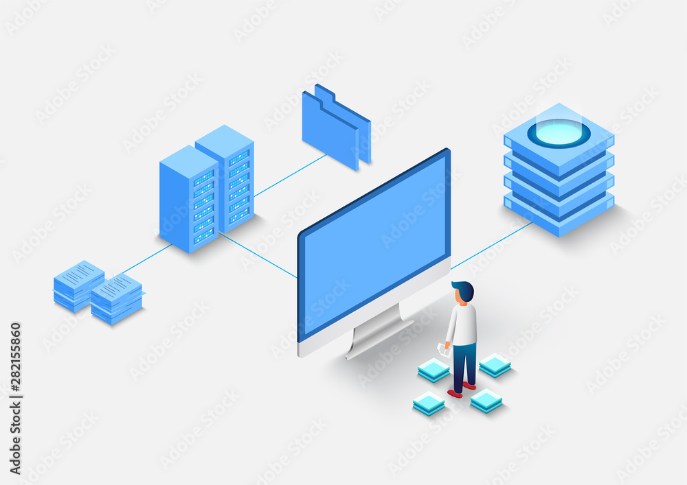 Poster computation of big data center, information processing, database. internet traffic routing, server r