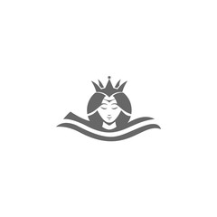 Vector logo design template for a beautiful woman's face profile in purple and green flower leaves. Abstract design concepts for beauty salons, massages, cosmetics and spas