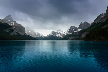 Blue water of Maligne Lake
