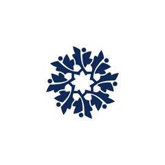 leaves by forming a community of people logo vector design template