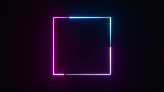 Abstract neon square frame. Seamless loop