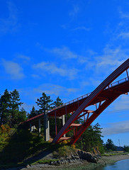 The Rainbow Bridge spanning the Swinomish Channel in La Conner, Washington