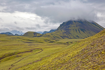 Fototapeta na wymiar Mountain misty landscape in Iceland.