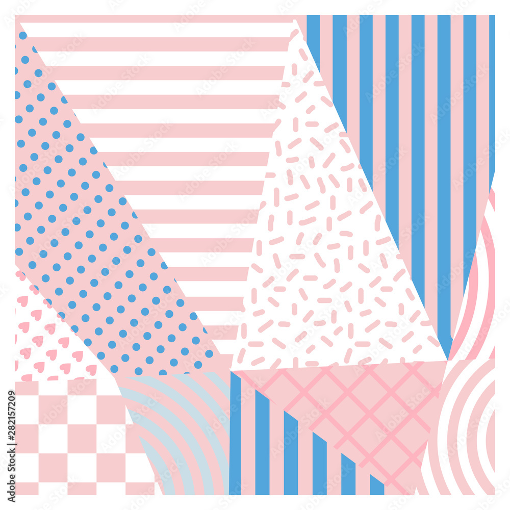 Poster Silk scarf with a geometric pattern abstract design background colorful pastel colors. Square vector