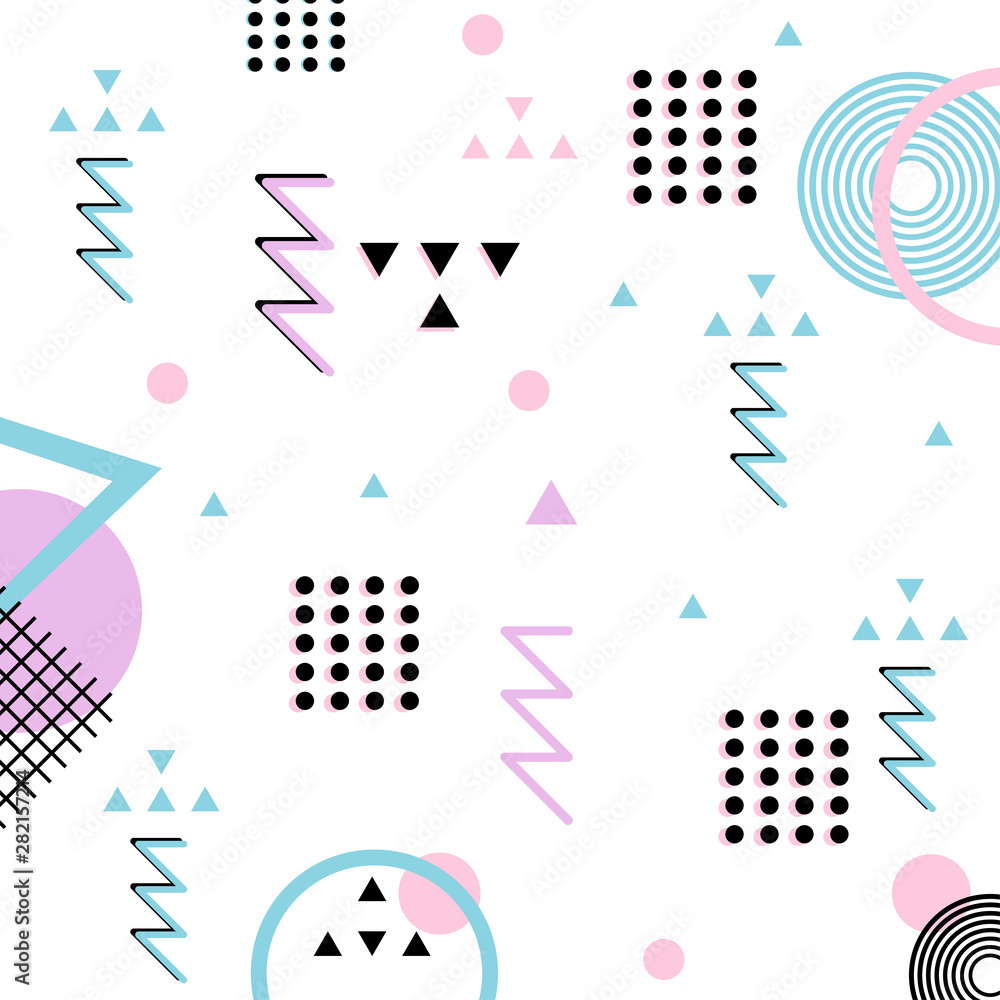 Poster Silk scarf with a geometric pattern abstract design background colorful pastel colors. Square vector