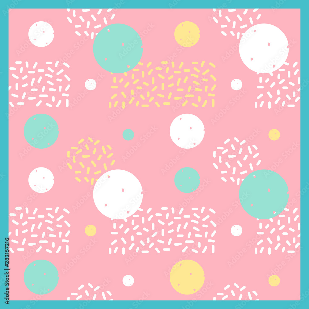 Poster Silk scarf with a geometric pattern abstract design background colorful pastel colors. Square vector