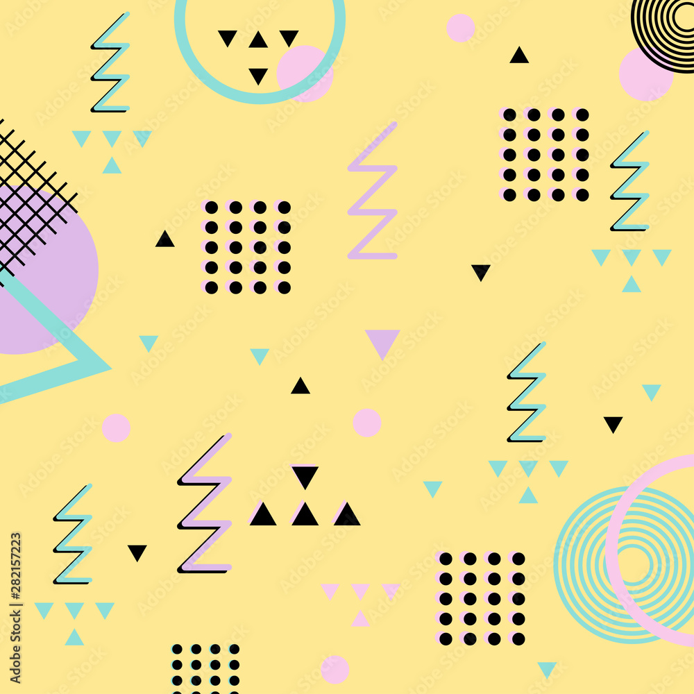 Poster silk scarf with a geometric pattern abstract design background colorful pastel colors. square vector