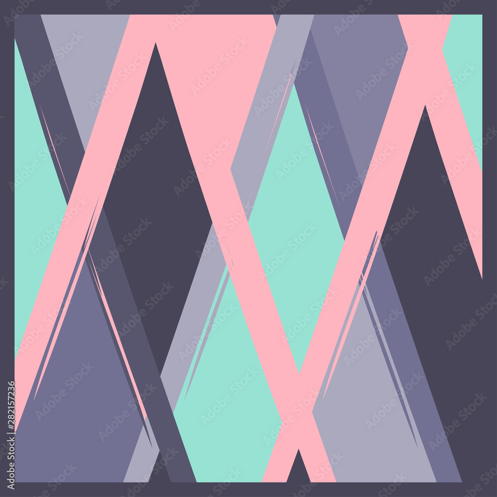 Poster silk scarf with a geometric pattern abstract design background colorful pastel colors. square vector