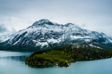 Snow over Waterton lake