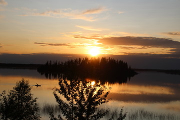 Obraz premium Setting Sun, Elk Island National Park, Alberta