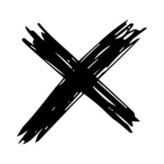 Black Hand drawn cross symbol