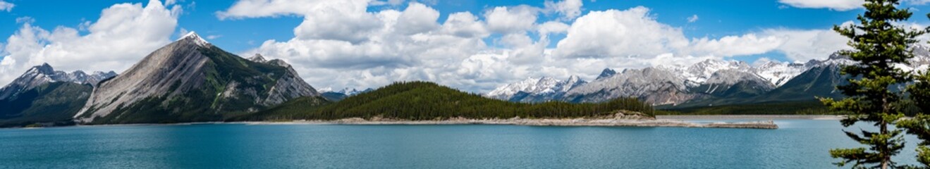 Panoramic view of the Canadian Rockies in Kananaskis Country, Alberta, Canada