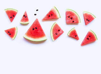 Fresh watermelon slices on white background