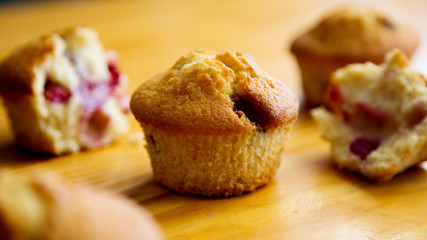 Wild berry dessert. Cherry Muffin.