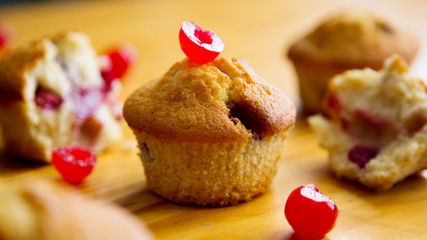 Wild berry dessert. Cherry Muffin.