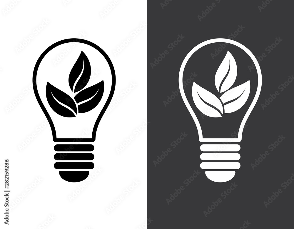 Canvas Prints bulb with leaf on the inside vector illustration suitable for green energy icon/symbol. bulb and lea