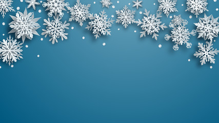 Christmas background of paper snowflakes