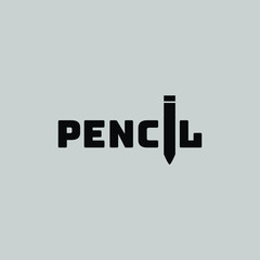 Pencil vector illustration in trendy flat design. For design, brand logo, background, wallpers and web. Different type with unique concept. Graphic set collection