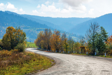 serpentine winding down the hill. beautiful countryside in mountains. wonderful october weather.