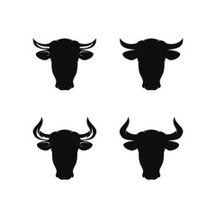 Set of cow / bul head silhouette logo design