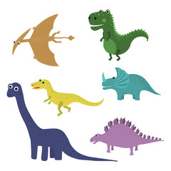 Cute vector dinosaurs isolated on white background.
