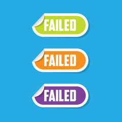 Vector Failed Folded Paper Labels