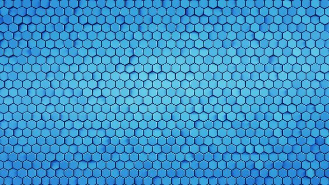 Blue hexagon pattern. Modern 3D render smooth animation. Seamless loop abstract background 4k UHD (3840x2160)