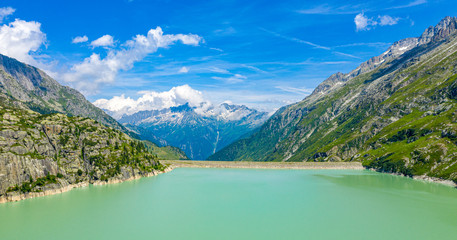 Naklejka na ściany i meble Mountain Lake in the Swiss Alps - Switzerland from above