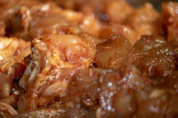 Close up of spicy chicken meat