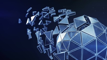 Spinning polyhedron and glowing edges. Abstract futuristic technology or science fiction concept. Seamless loop 3D render animation 4k UHD 3840x2160 - Powered by Adobe