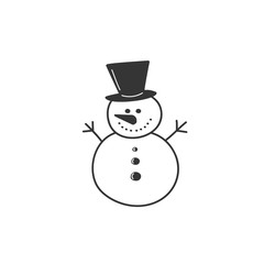 Vector drawing of a snowman in the style of a doodle. Illustration by hand.