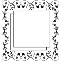 Design of invitation card, greeting card, various card, with floral frame, in black and white colors. Vector