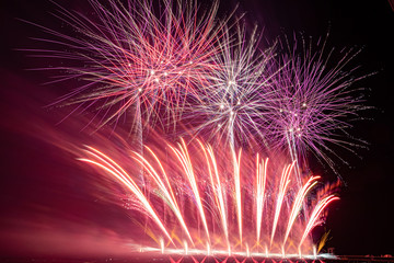 Fireworks in Colombinas feast in Huelva, Andalusia, Spain. Conmemorates the departure of the first...