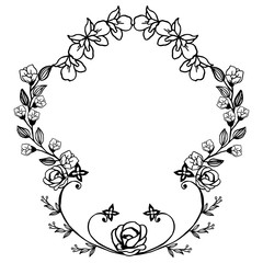 Motif design element of flower frame, for pattern art of greeting card. Vector