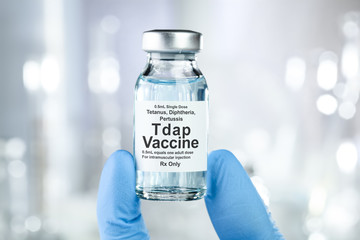 Small drug vial with Tdap vaccine