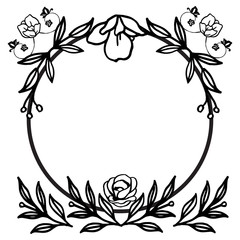 Shape pattern frame, with drawing of flower, for ornate of card. Vector