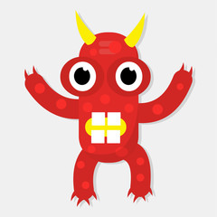 cute red monster isolated vector illustration