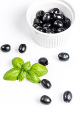 Black olives on white