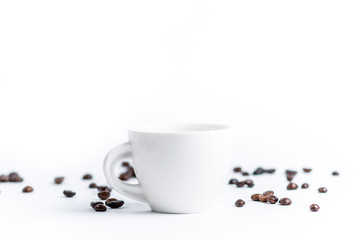 Cup with coffee bean on white